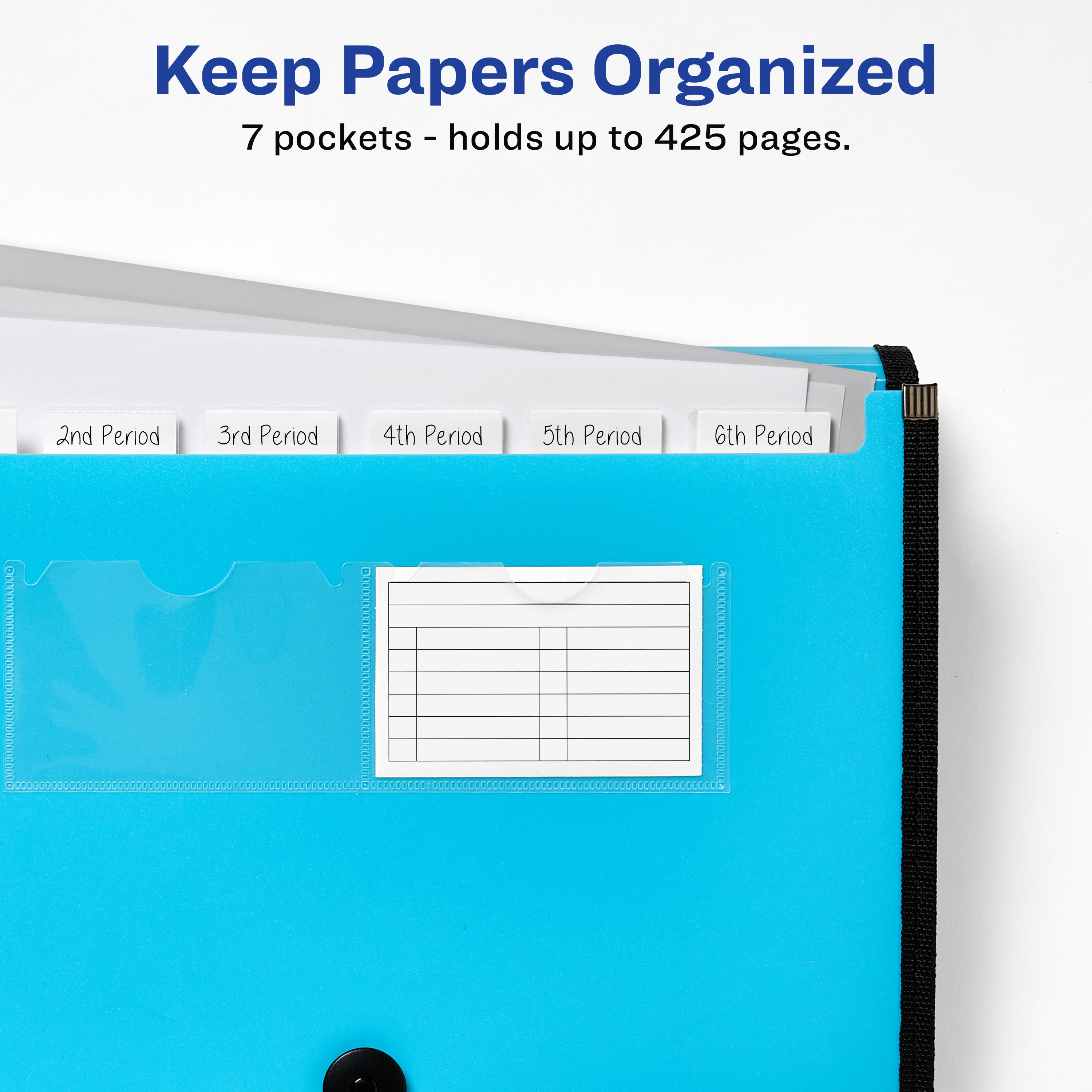 Expanding File Folder, 7-Pocket, Aqua 73551 | Avery